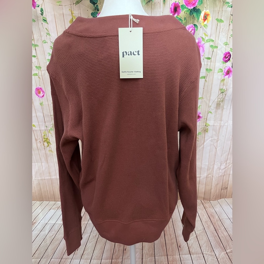 NWT Pact Women's Sienna Thermal Waffle Henley Pullover - Picture 13 of 16